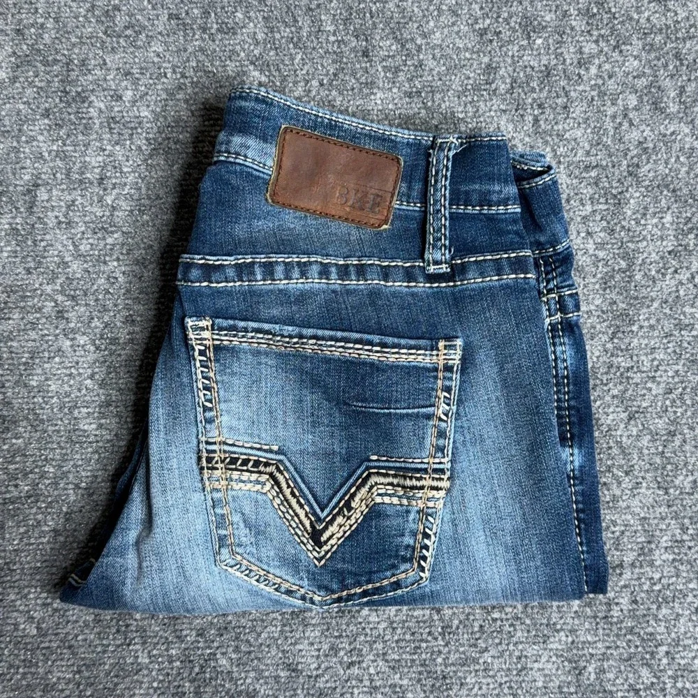 BKE Buckle Mason Jeans Mens 30 Blue Tapered Stretch Denim Whisker Medium Wash